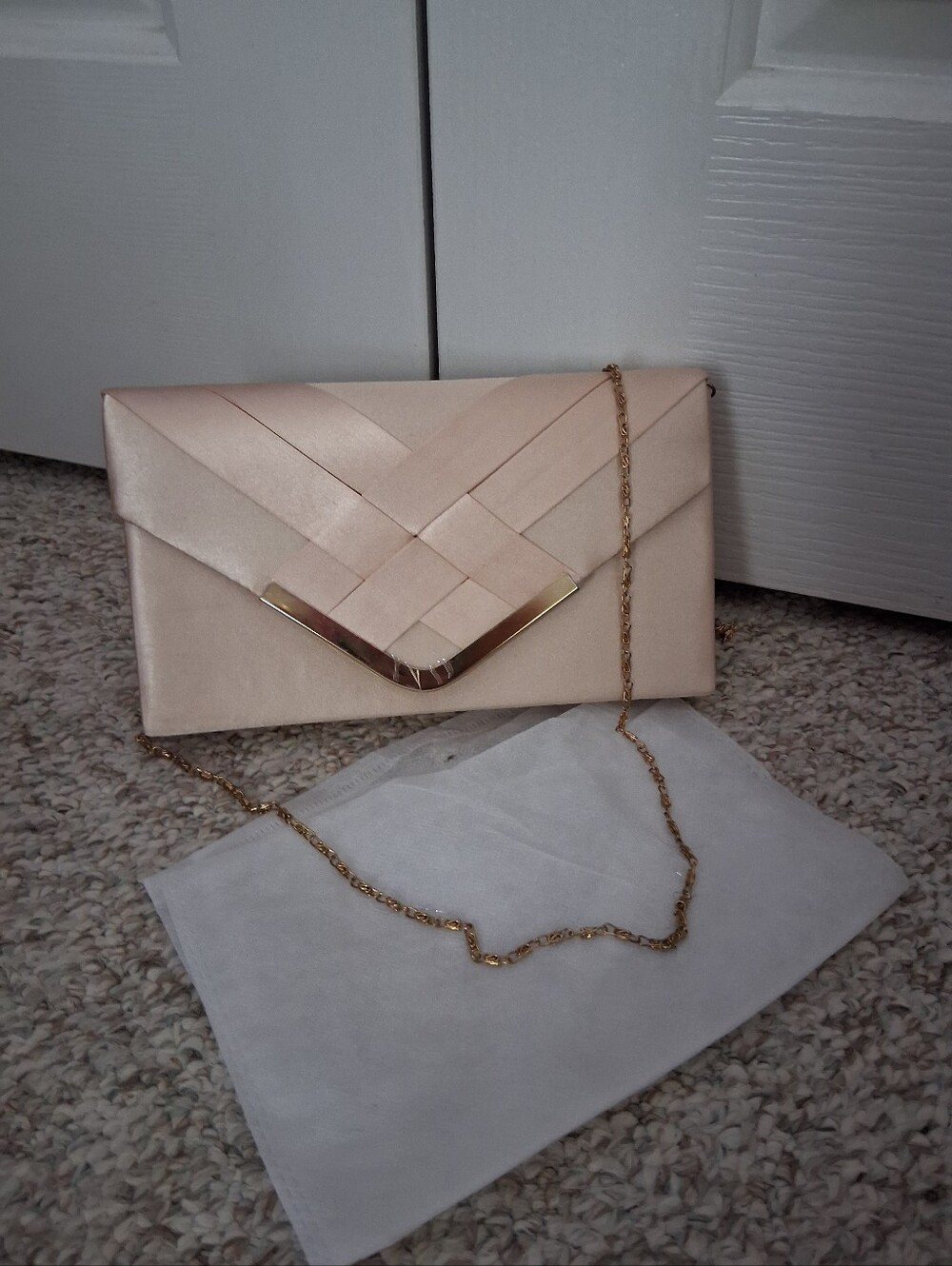Elegant Satin Envelope Clutch with Gold Chain